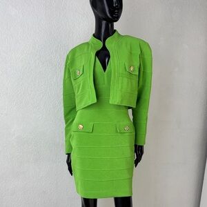 Elegant Green Midi “Bandage” Dress with Jacket